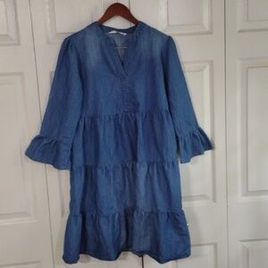 Given Kale tiered denim mini dress Size Medium